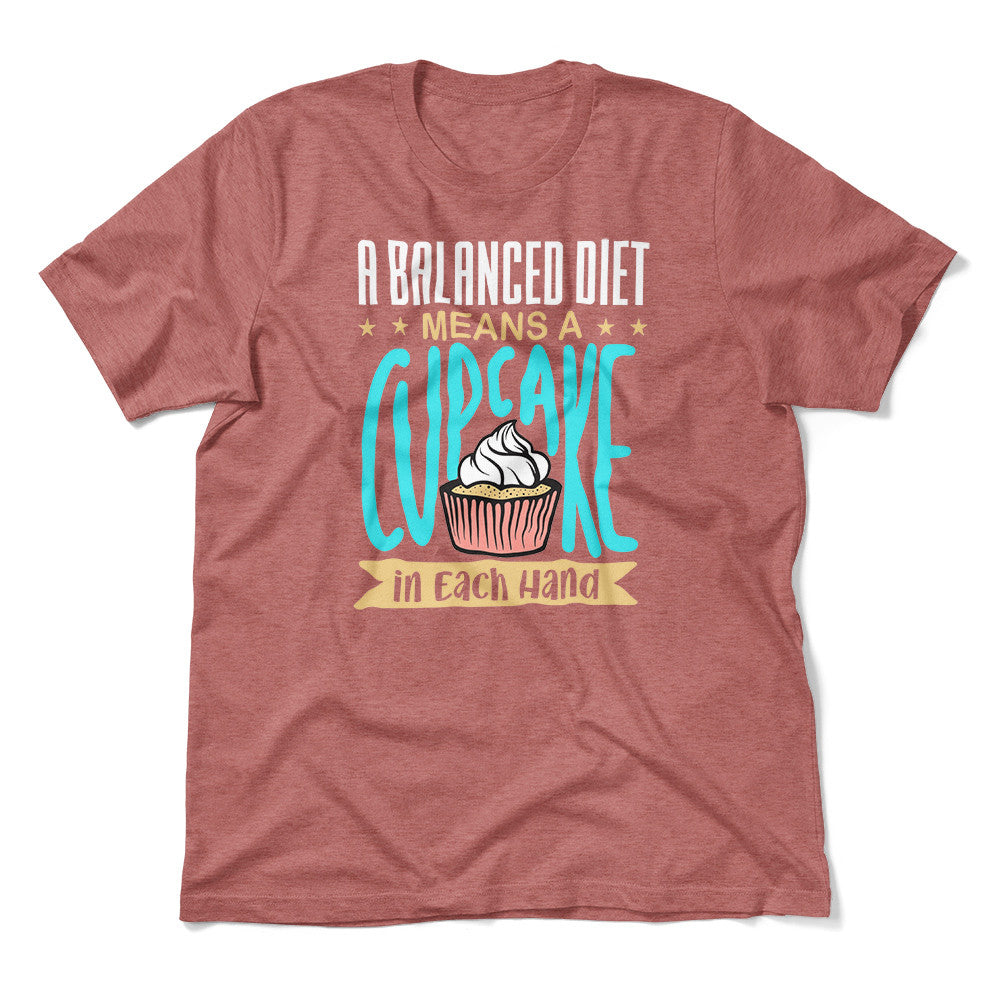 Cupcake - A Balanced Diet Men/Unisex T-Shirt in Heather Mauve color