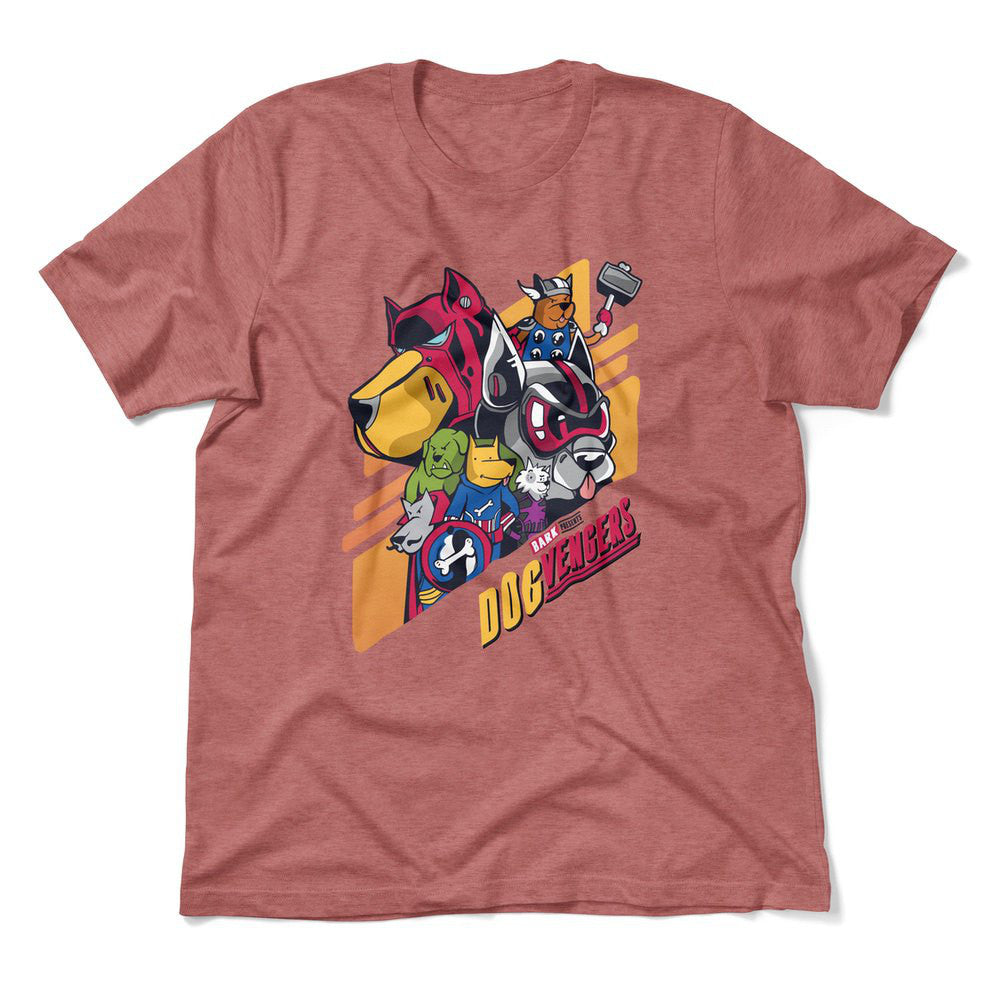 Dogvengers Men/Unisex T-Shirt in Heather Mauve color