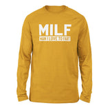 MILF - Man I Love To Fart Men/Unisex Drop Shoulder Sweatshirt in Heather Mustard color
