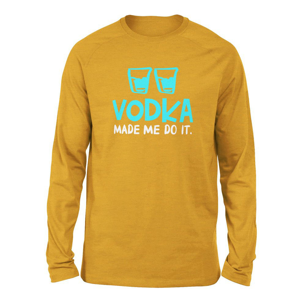 Vodka Made Me Do It Men/Unisex Drop Shoulder Sweatshirt in Heather Mustard color