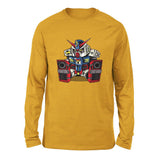 Sleepy Robot Men/Unisex Drop Shoulder Sweatshirt in Heather Mustard color