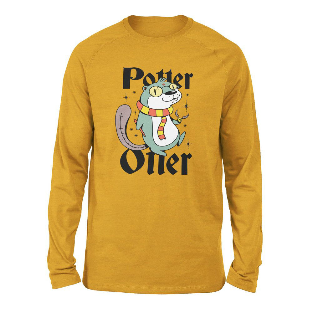 Potter Otter Men/Unisex Drop Shoulder Sweatshirt in Heather Mustard color