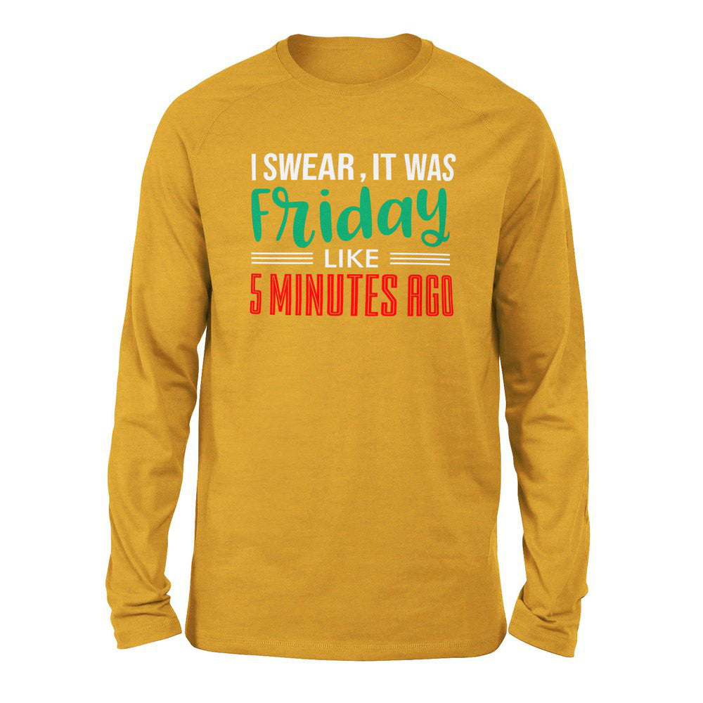 I Swear, It Was Friday Like 5 Minutes Ago Men/Unisex Drop Shoulder Sweatshirt in Heather Mustard color