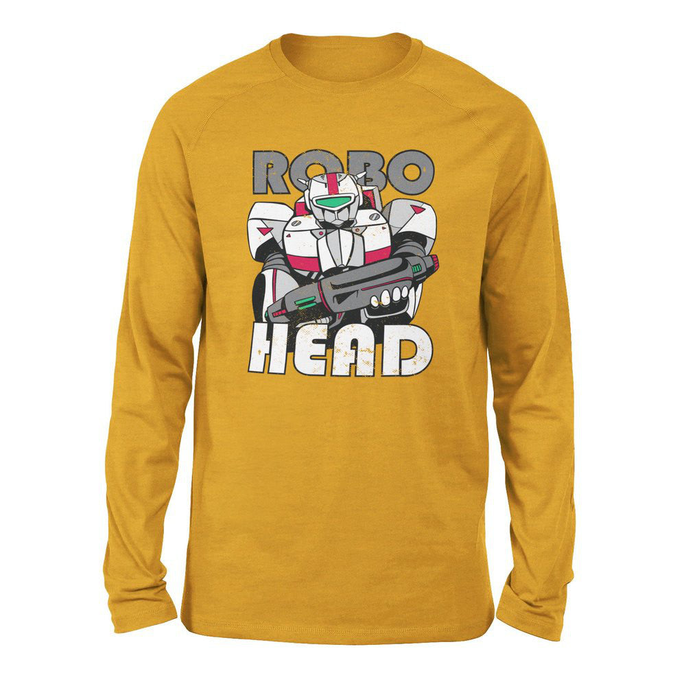 Robo Head Men/Unisex Drop Shoulder Sweatshirt in Heather Mustard color