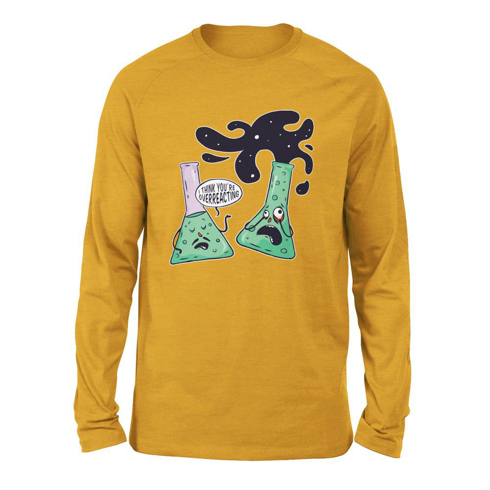 I Think You're Overreacting Men/Unisex Drop Shoulder Sweatshirt in Heather Mustard color