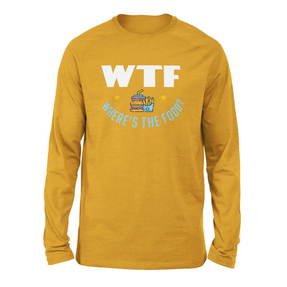 WTF - Where's The Food Men/Unisex Drop Shoulder Sweatshirt in Heather Mustard color