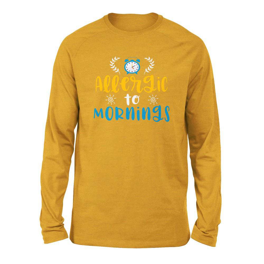 Allergic To Mornings Men/Unisex Drop Shoulder Sweatshirt in Heather Mustard color