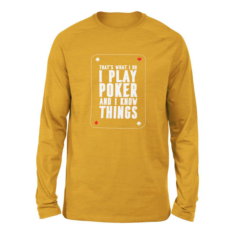 Play Poker Men/Unisex Drop Shoulder Sweatshirt in Heather Mustard color