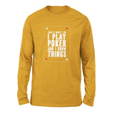 Play Poker Men/Unisex Drop Shoulder Sweatshirt in Heather Mustard color
