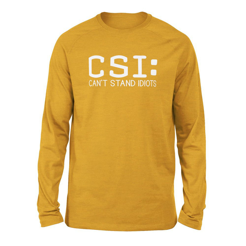 CSI - Can't Stand Idiots Men/Unisex Drop Shoulder Sweatshirt in Heather Mustard color