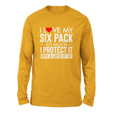 I Love My Six Pack And I Protect It With My Layer Of Fat Men/Unisex Drop Shoulder Sweatshirt in Heather Mustard color