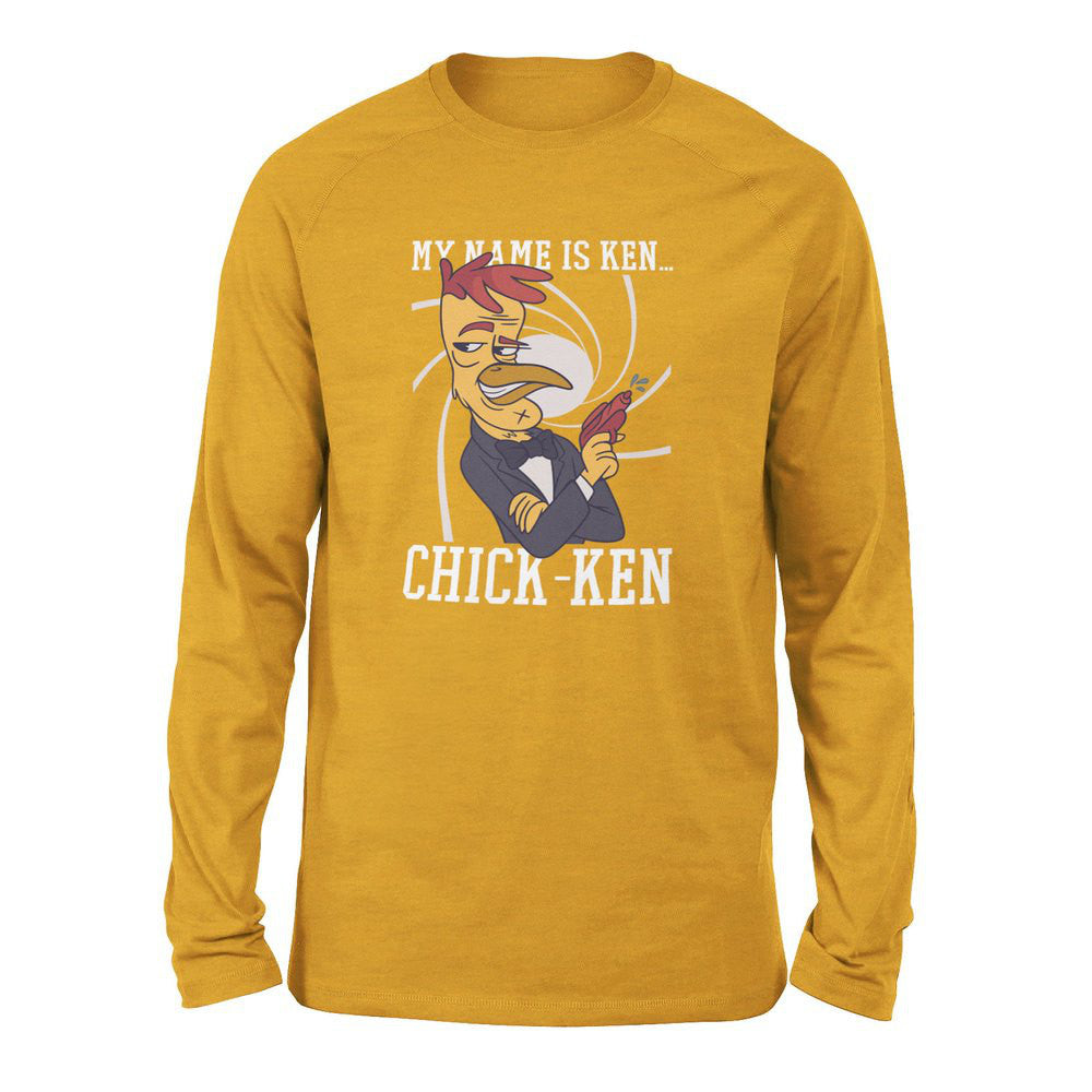 Chicken Spy Men/Unisex Drop Shoulder Sweatshirt in Heather Mustard color
