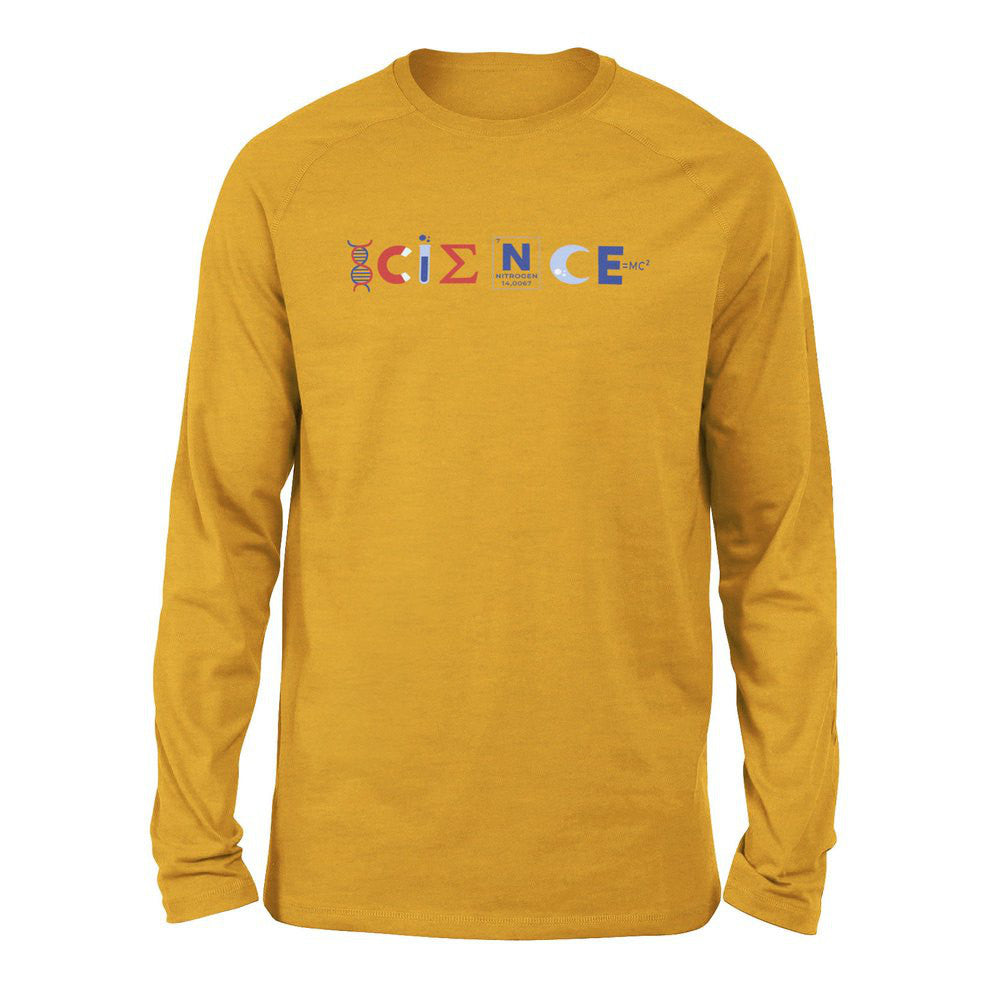 Science Lettering Men/Unisex Drop Shoulder Sweatshirt in Heather Mustard color