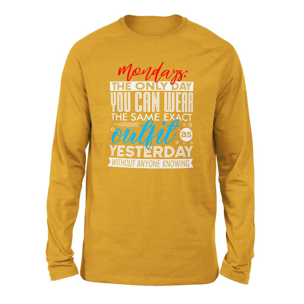 Monday, The Only Day You Can Wear The Same Exact Outfit As Yesterday Without Anyone Knowing Men/Unisex Drop Shoulder Sweatshirt in Heather Mustard color