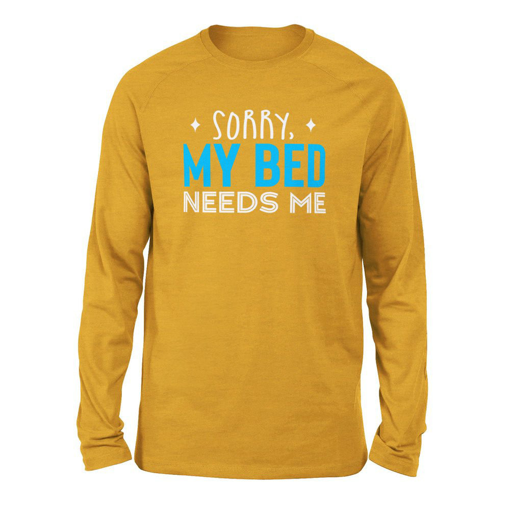 Sorry, My Bed Needs Me Men/Unisex Drop Shoulder Sweatshirt in Heather Mustard color