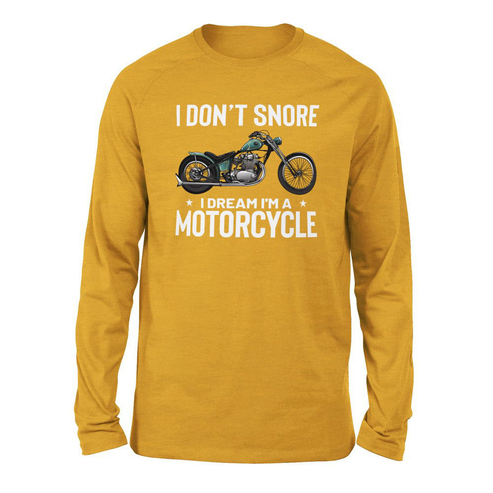 I Don't Snore, I Dream I'm A Motorcycle Men/Unisex Drop Shoulder Sweatshirt in Heather Mustard color