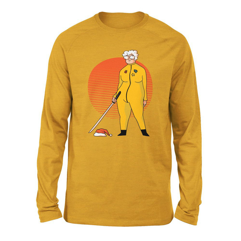 Kill Bill Mrs.santa Men/Unisex Drop Shoulder Sweatshirt in Heather Mustard color