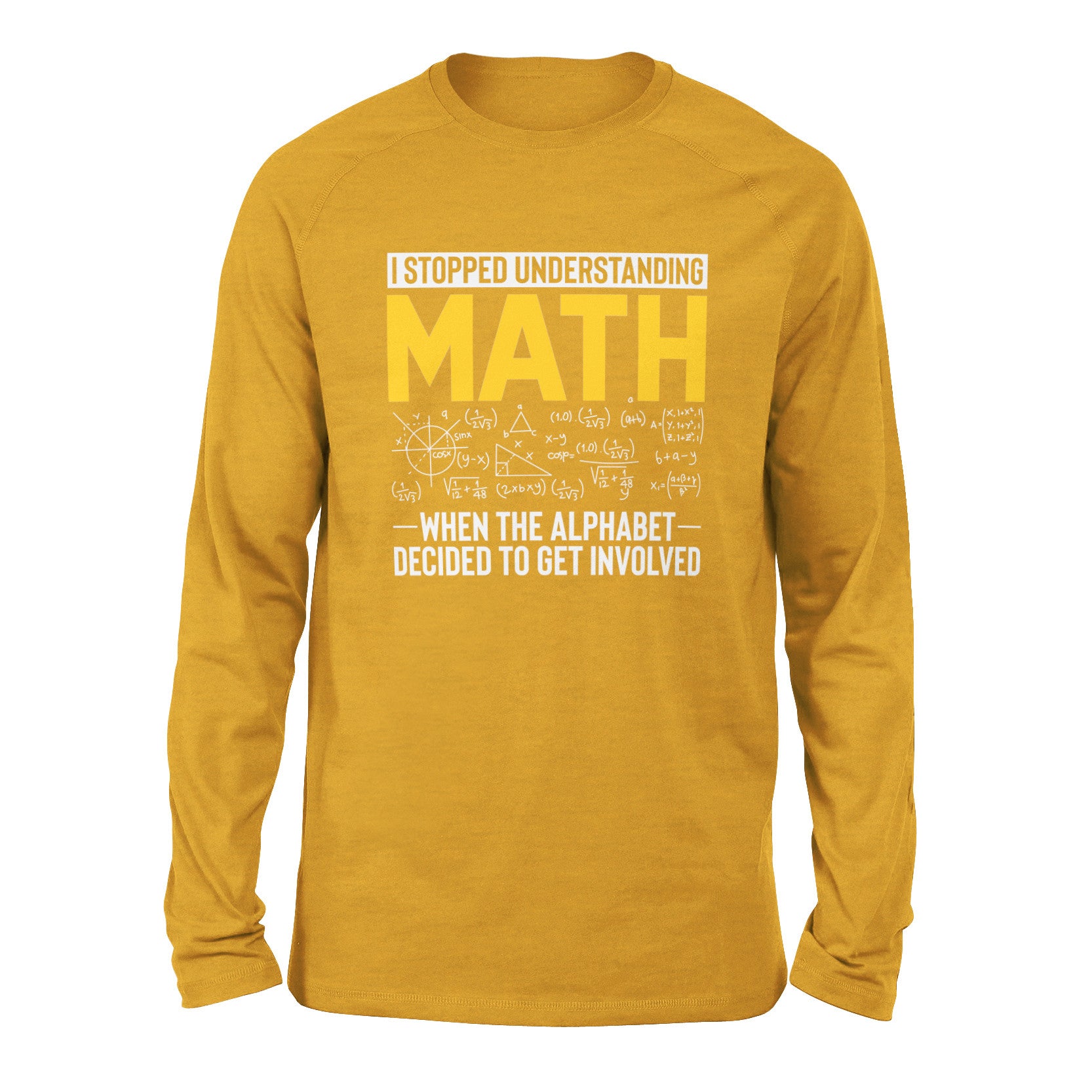 Why I Stopped Understanding Math Men/Unisex Drop Shoulder Sweatshirt in Heather Mustard color