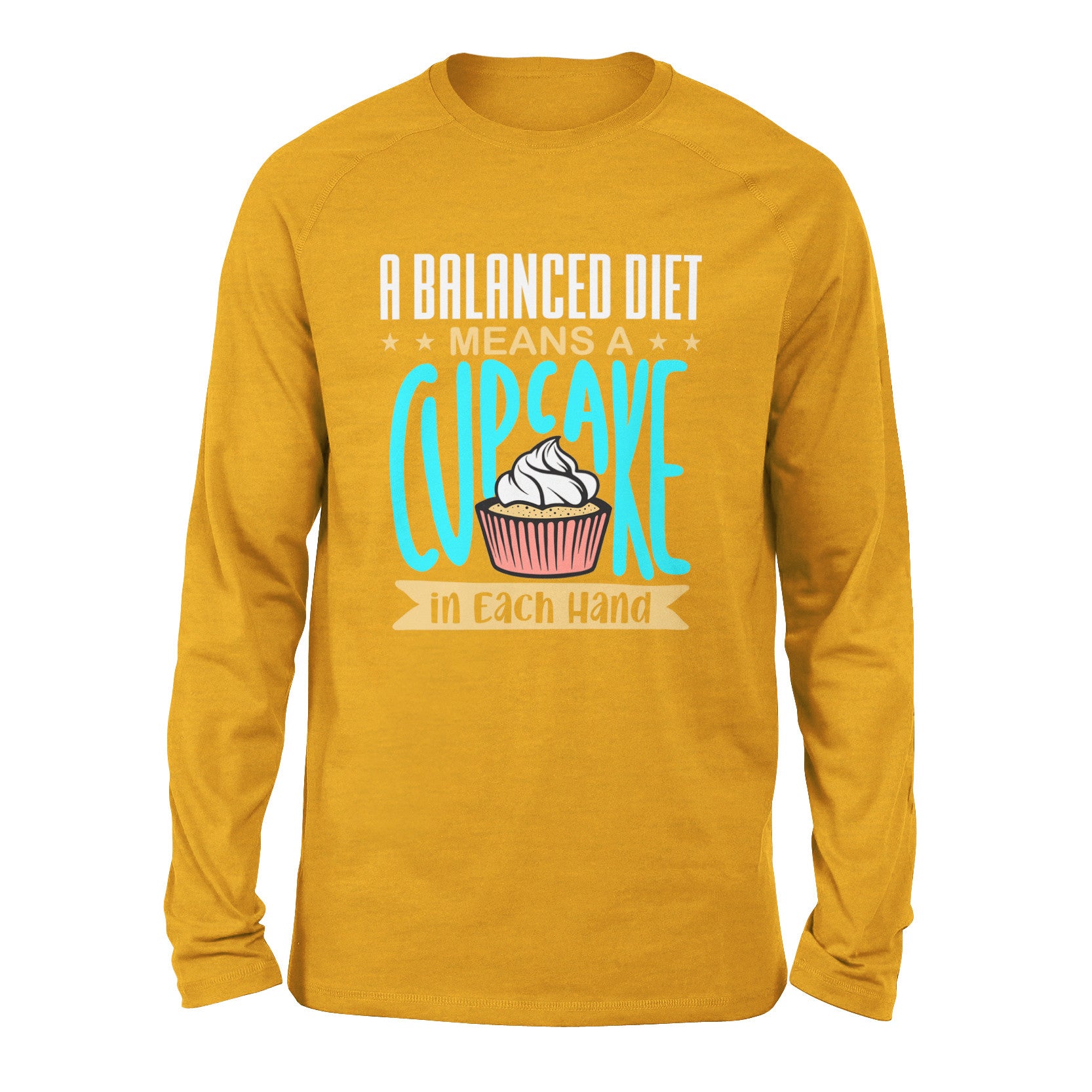 Cupcake - A Balanced Diet Men/Unisex Drop Shoulder Sweatshirt in Heather Mustard color