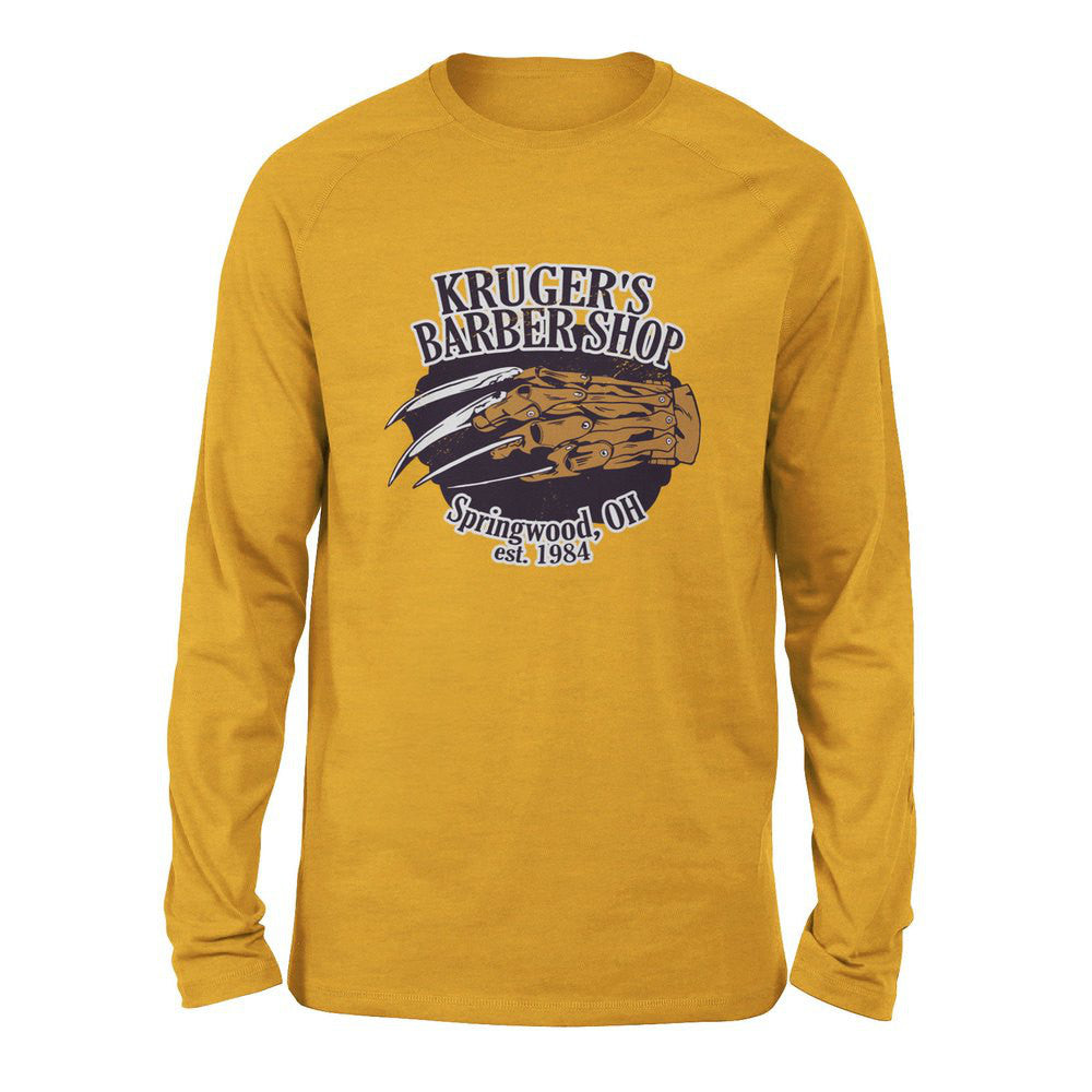 Krugers Barbershop Men/Unisex Drop Shoulder Sweatshirt in Heather Mustard color