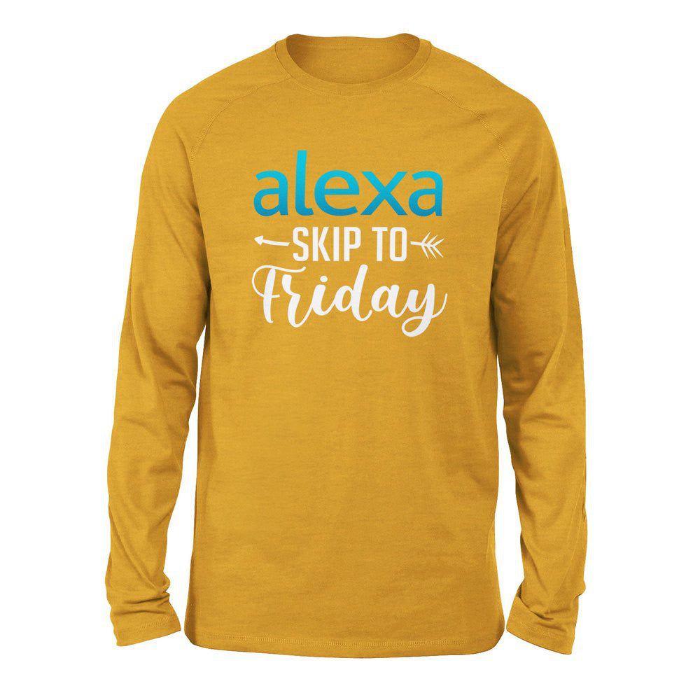 Alexa, Skip To Friday Men/Unisex Drop Shoulder Sweatshirt in Heather Mustard color