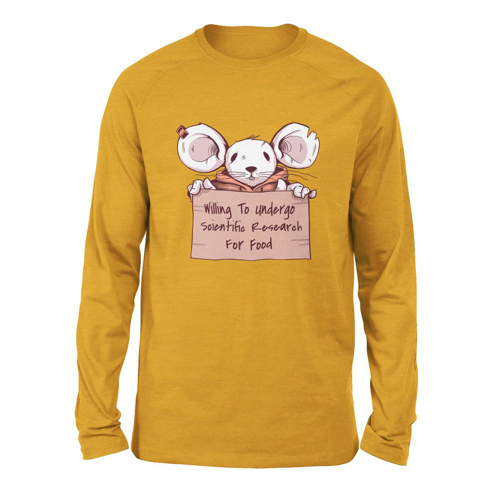 Willing To Undergo Scientific Research For Food Men/Unisex Drop Shoulder Sweatshirt in Heather Mustard color