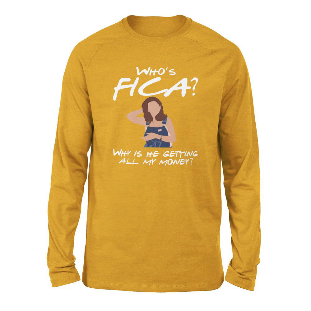 Who's Fica, Why Is He Getting All My Money Men/Unisex Drop Shoulder Sweatshirt in Heather Mustard color