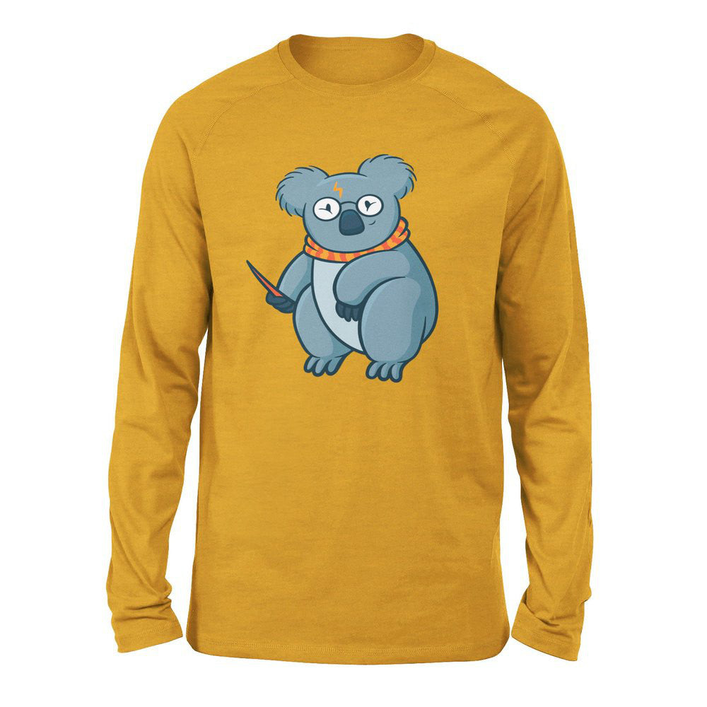 Koala Potter Men/Unisex Drop Shoulder Sweatshirt in Heather Mustard color