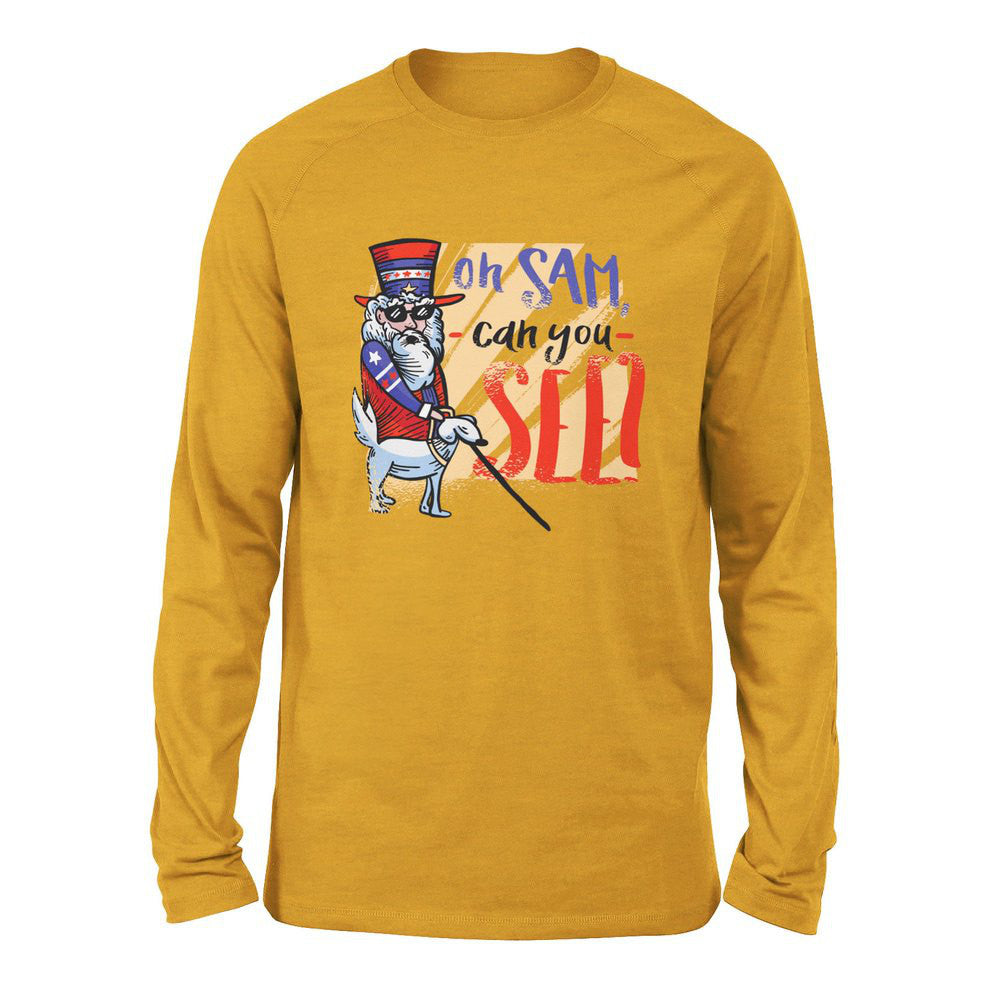 Oh Sam Can You See Men/Unisex Drop Shoulder Sweatshirt in Heather Mustard color