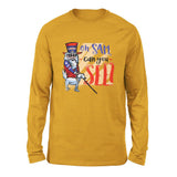 Oh Sam Can You See Men/Unisex Drop Shoulder Sweatshirt in Heather Mustard color