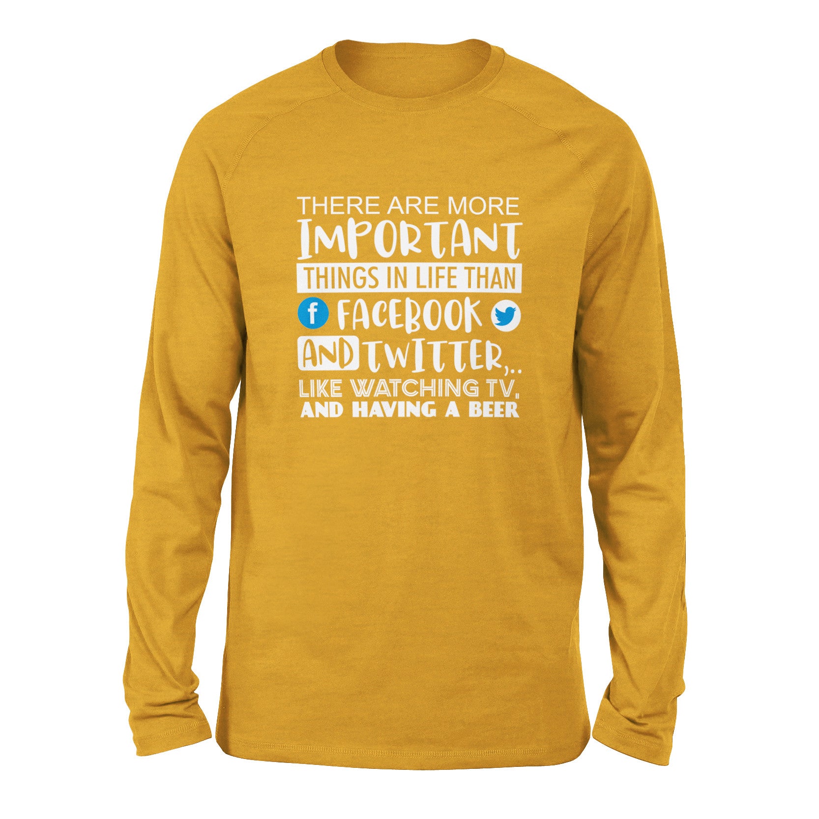 More Important Things In Life Than Fb And Twitter Men/Unisex Drop Shoulder Sweatshirt in Heather Mustard color