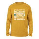 More Important Things In Life Than Fb And Twitter Men/Unisex Drop Shoulder Sweatshirt in Heather Mustard color