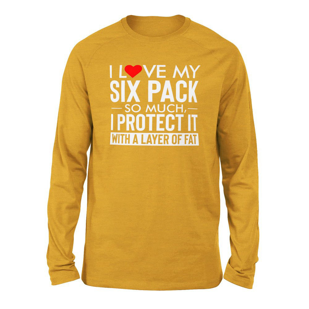 I Love My Six Pack So Much, I Protect It With A Layer Of Fat Men/Unisex Drop Shoulder Sweatshirt in Heather Mustard color