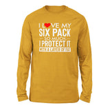 I Love My Six Pack So Much, I Protect It With A Layer Of Fat Men/Unisex Drop Shoulder Sweatshirt in Heather Mustard color