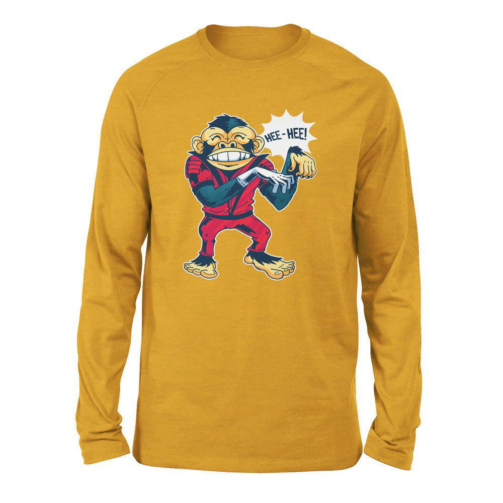 Dancing Monkey Jackson Men/Unisex Drop Shoulder Sweatshirt in Heather Mustard color