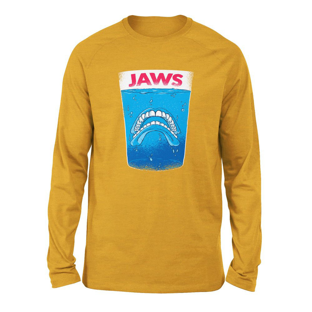 Jaws Teeth Men/Unisex Drop Shoulder Sweatshirt in Heather Mustard color