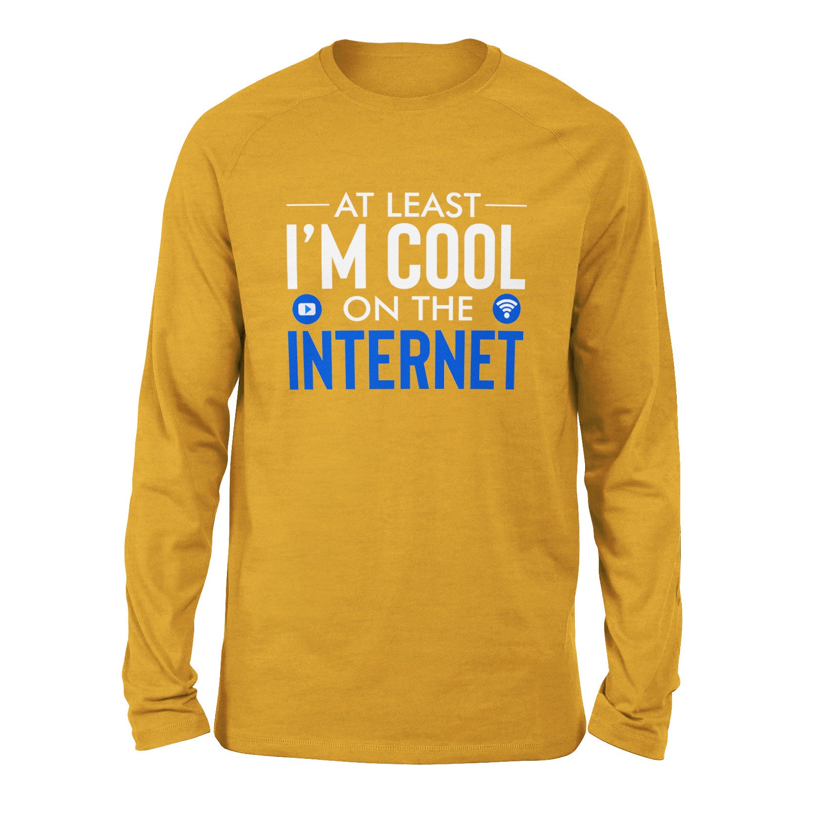 Atleast I'm Cool On The Internet Men/Unisex Drop Shoulder Sweatshirt in Heather Mustard color