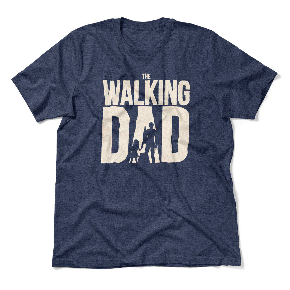 The Walking Dad Men/Unisex T-Shirt in Heather Navy color