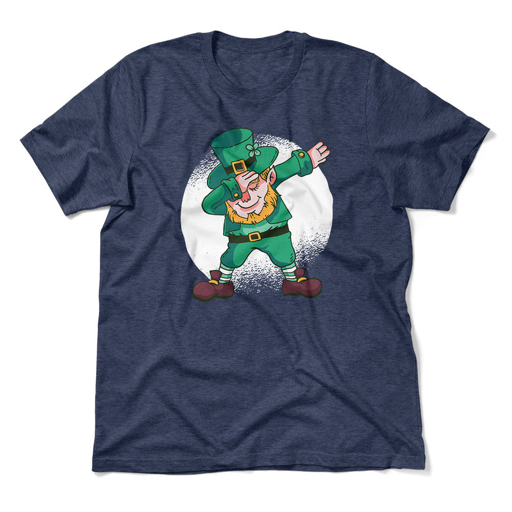 Leprechaun Dabbing Men/Unisex T-Shirt in Heather Navy color