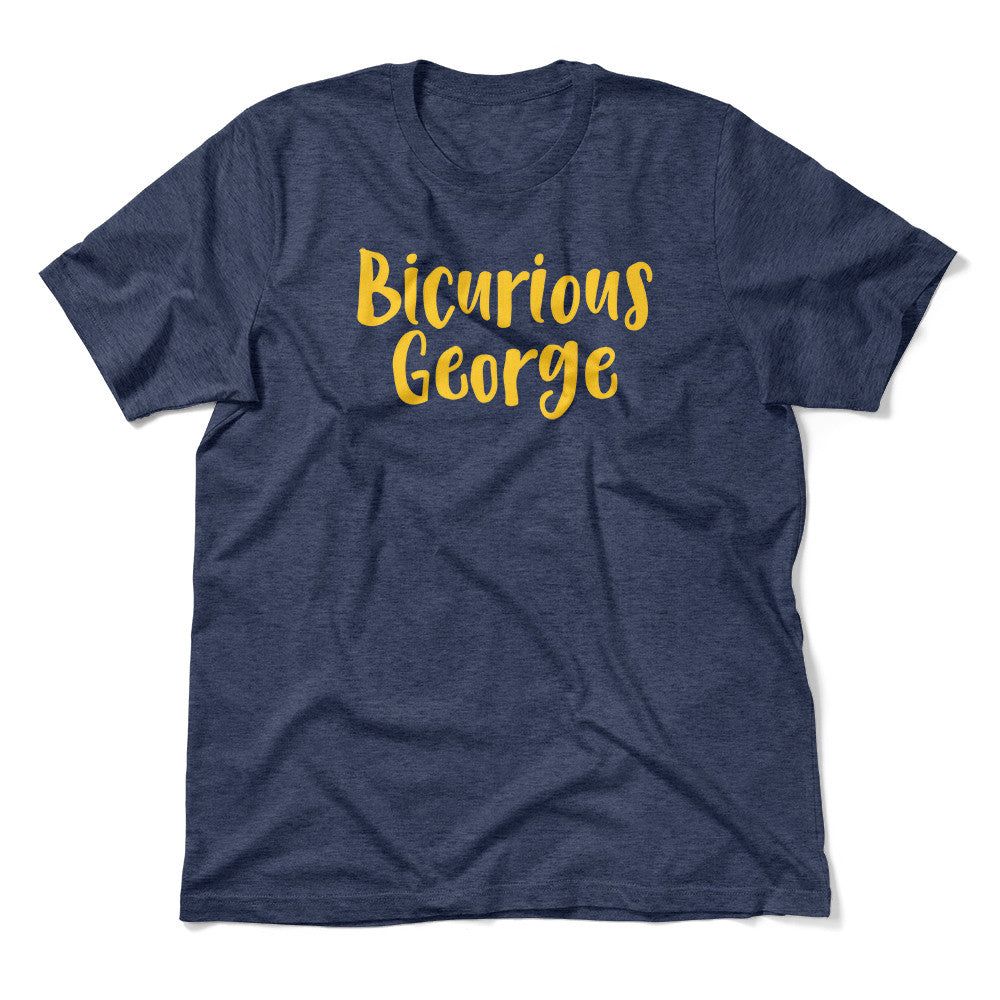 Bicurious George Men/Unisex T-Shirt in Heather Navy color
