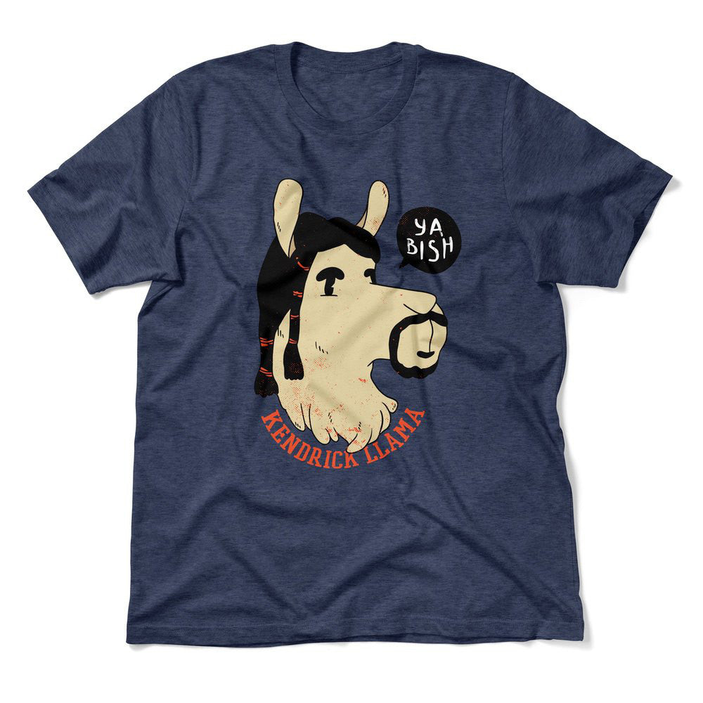 Kendrick Llama Men/Unisex T-Shirt in Heather Navy color