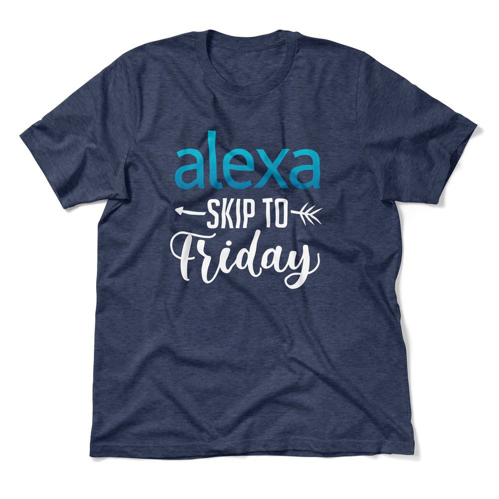 Alexa, Skip To Friday Men/Unisex T-Shirt in Heather Navy color