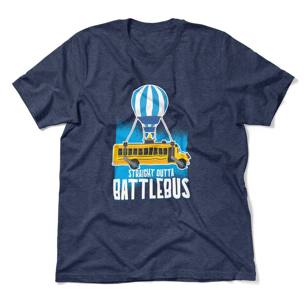 Straight Outta Battle Bus Men/Unisex T-Shirt in Heather Navy color