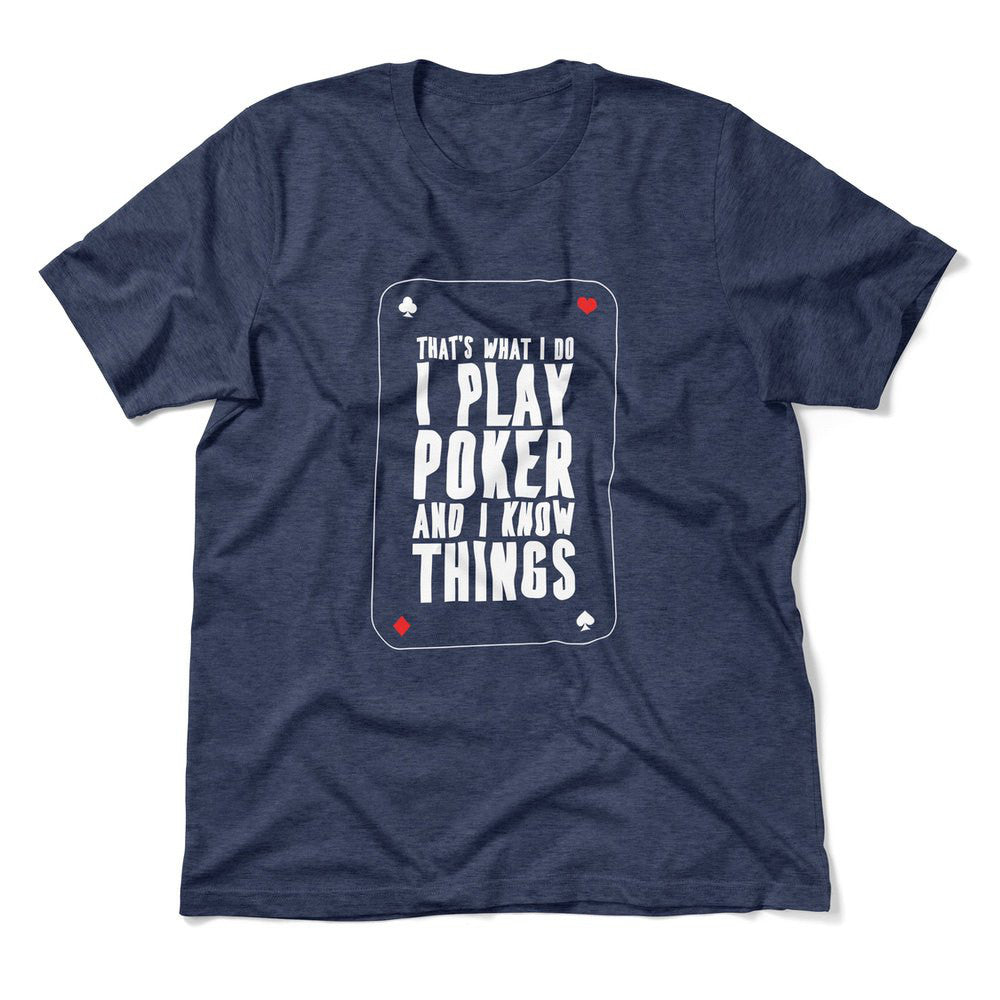 Play Poker Men/Unisex T-Shirt in Heather Navy color