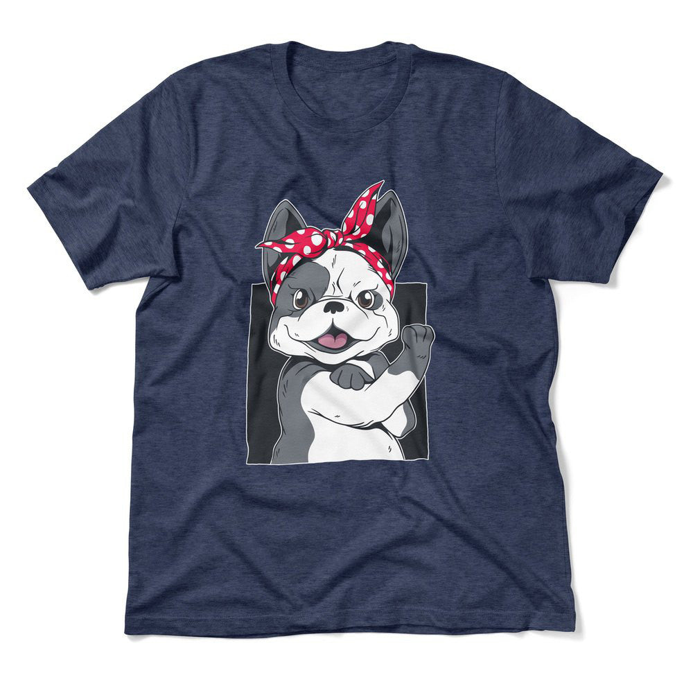French Bulldog Men/Unisex T-Shirt in Heather Navy color