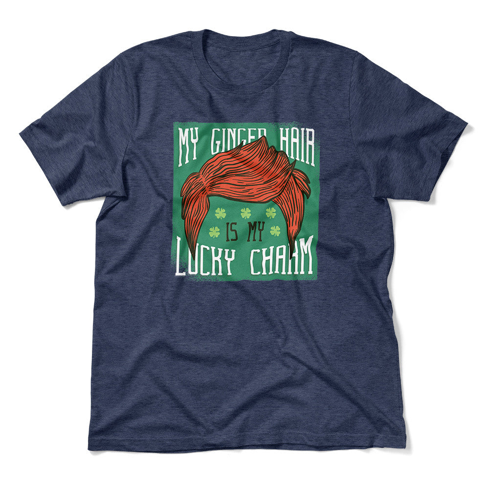 My Ginger Hair Is My Lucky Charm Men/Unisex T-Shirt in Heather Navy color