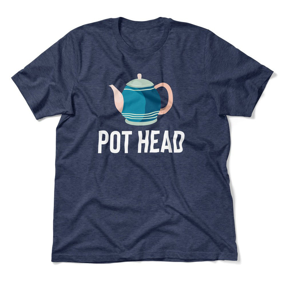 Pot Head Men/Unisex T-Shirt in Heather Navy color