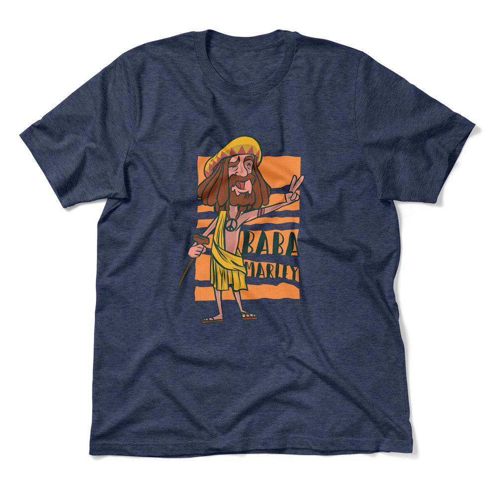 Indian Guru - Baba Marley Men/Unisex T-Shirt in Heather Navy color