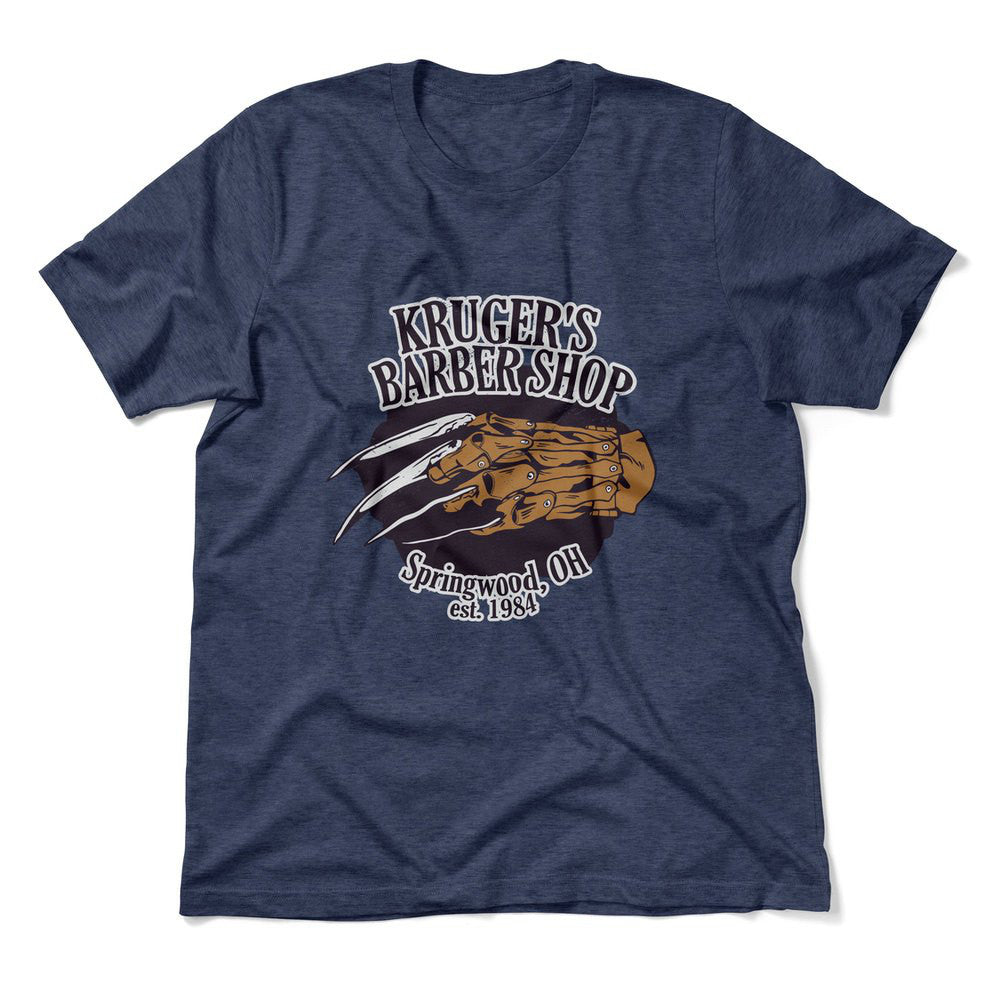 Krugers Barbershop Men/Unisex T-Shirt in Heather Navy color