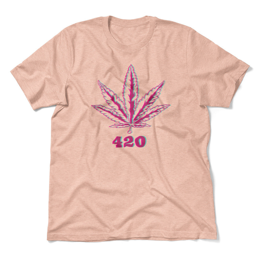 420 Hemp Leaf Men/Unisex T-Shirt in Heather Peach color